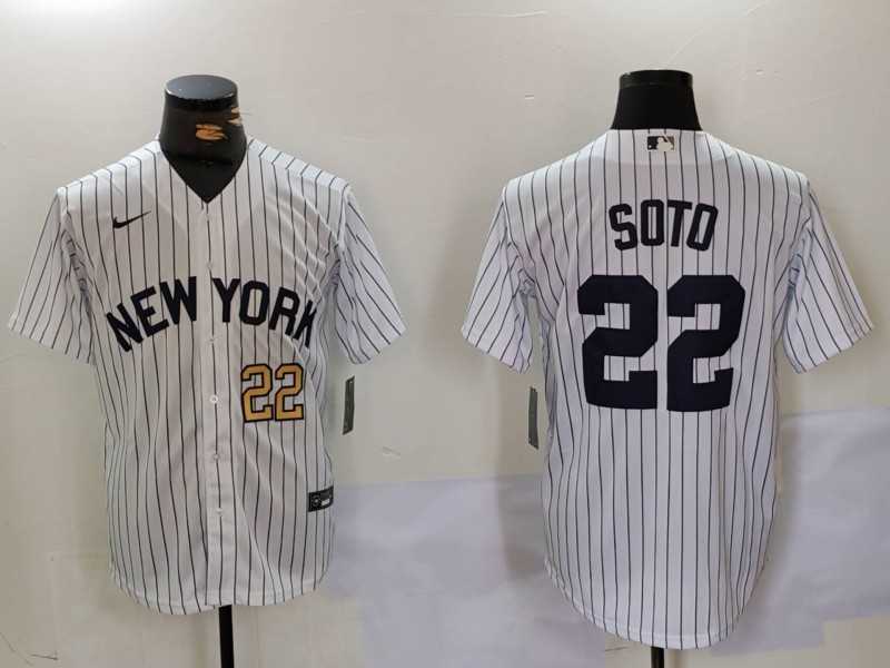 Mens New York Yankees #22 Juan Soto White Cool Base Stitched Baseball Jerseys